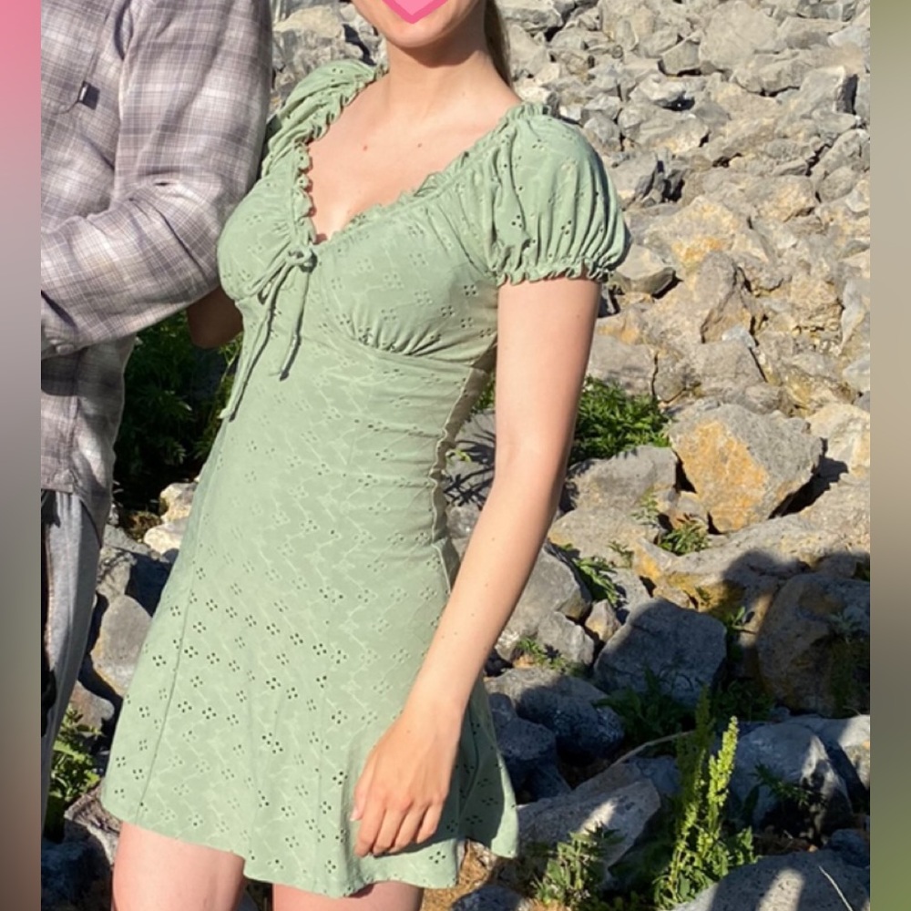 Olive green floral dress